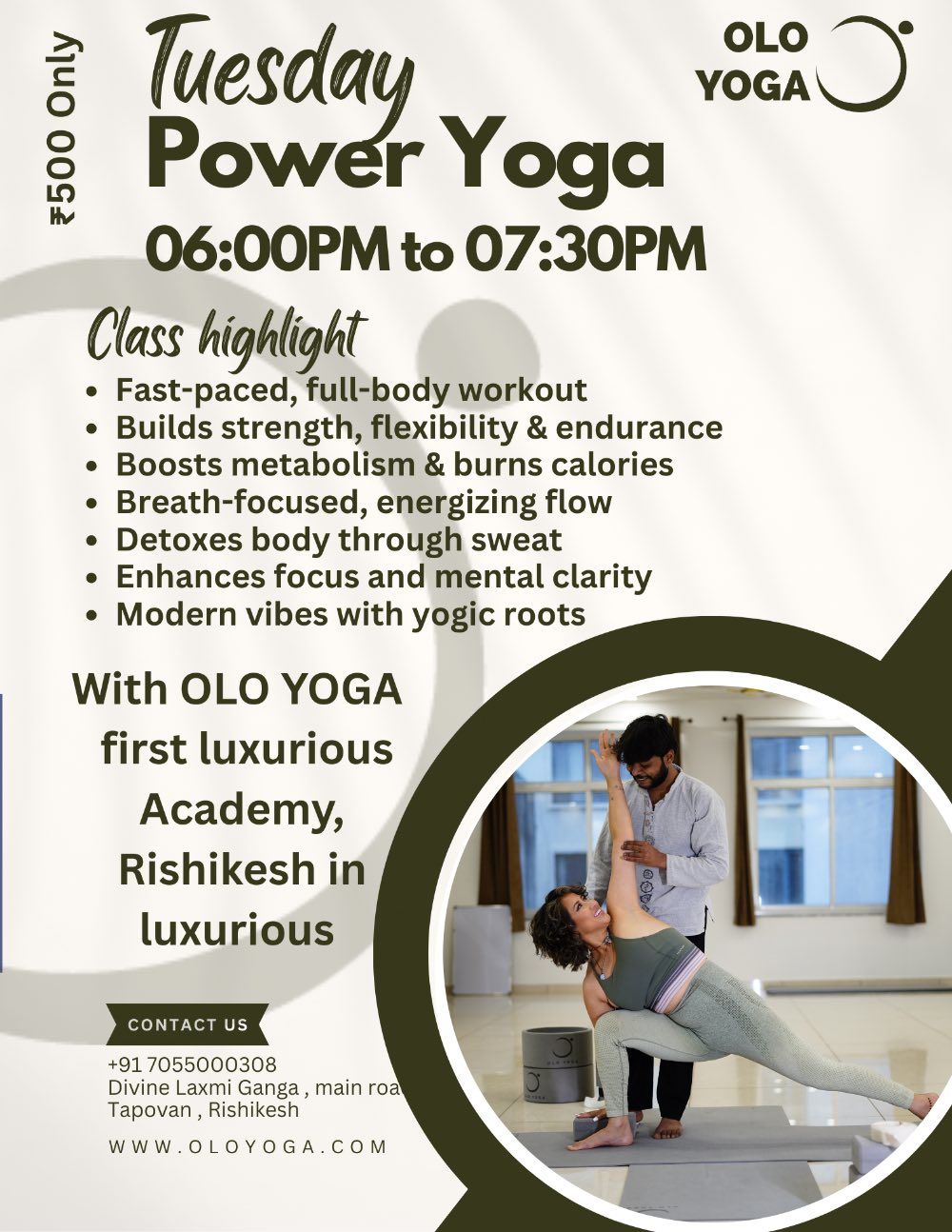 Event image for Power Yoga at Olo Yoga – Strength, Sweat & Flow in Rishikesh